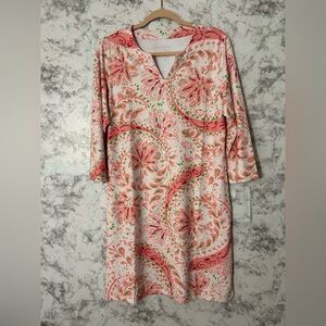 Floral Long Sleeve Dress - Pink and Green SPF 59 UV Protection Sz M.      32